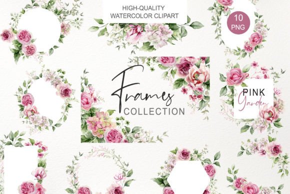Download Watercolor Pink Floral Frame Clipart PNG - Color Collection