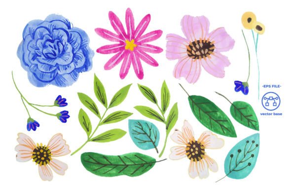 Download Watercolor Flower Elements - Color Collection