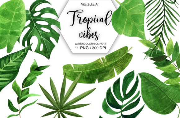Download Watercolor Tropical Leaves Clipart - Color Collection