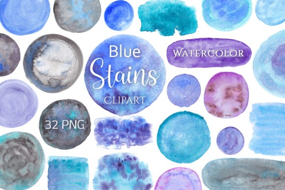 Download Blue Watercolor Stains - Color Collection