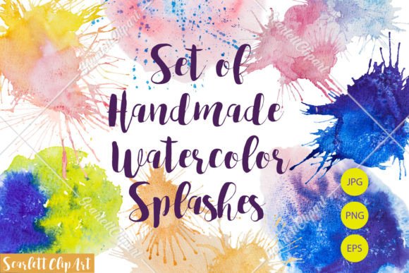 Download Set of Watercolor Stains Backgrounds - Color Collection