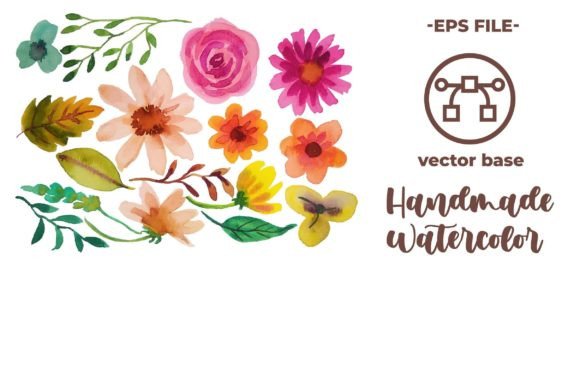 Download Watercolor Flower Elements Clipart - Color Collection