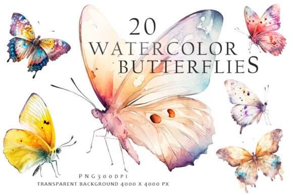 Download Watercolor Butterflies Clipart - Color Collection