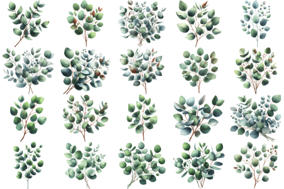 Download 20 Watercolor Eucalyptus Clipart Bundle - Color Collection