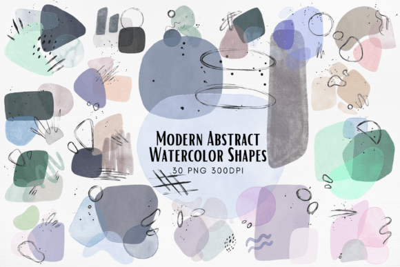 Download Modern Abstract Watercolor Shapes PNG - Color Collection