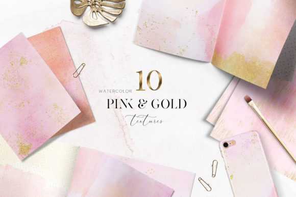 Download Pink and Gold Watercolor Textures - Color Collection
