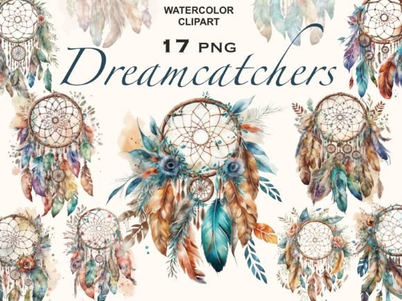 Download Boho Dreamcatcher, Watercolor Clipart - Color Collection