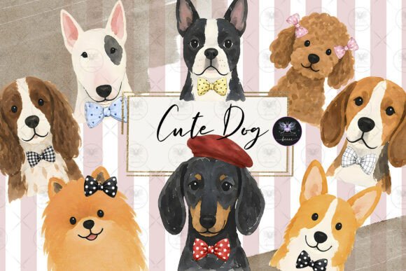 Download Dog Clipart Watercolor Bow - Color Collection