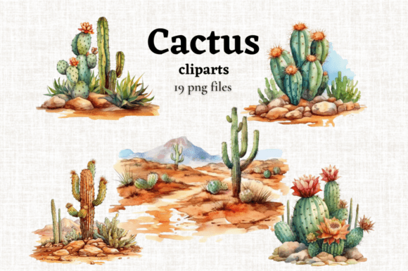 Download Watercolor Desert Cactus Clipart 19 PNGs - Color Collection