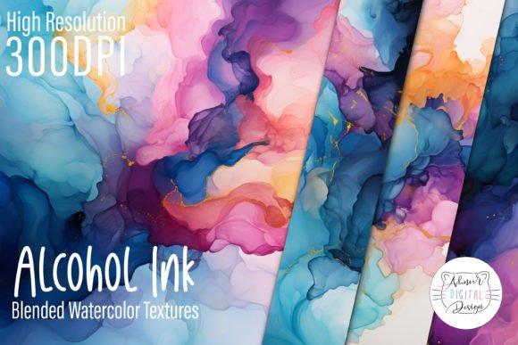 Download Alcohol Ink Blended Watercolor Textures - Color Collection