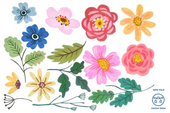 Download Watercolor Flower Elements Clip Art - Color Collection