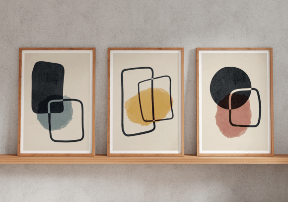 Download Set of 3 Abstract Watercolor Shapes Boho - Color Collection