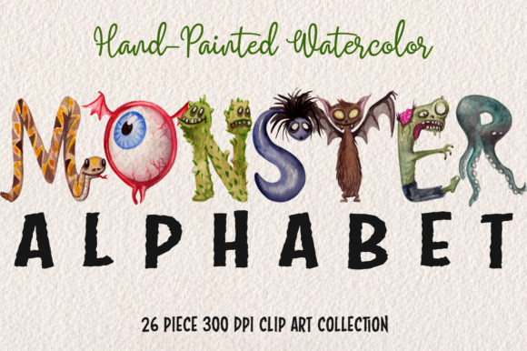 Download Watercolor Monster Alphabet Collection - Color Collection