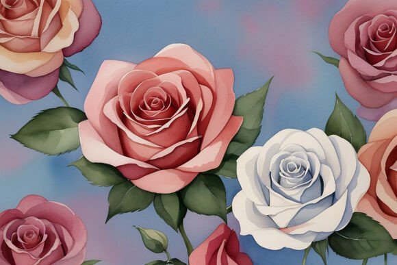 Download Watercolor Rose Digital Paper Background - Color Collection