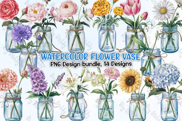 Download Watercolor Flower Vase Clipart PNG - Color Collection