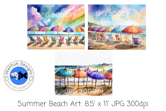 Download Summer Beach Watercolor Digital Prints 3 - Color Collection