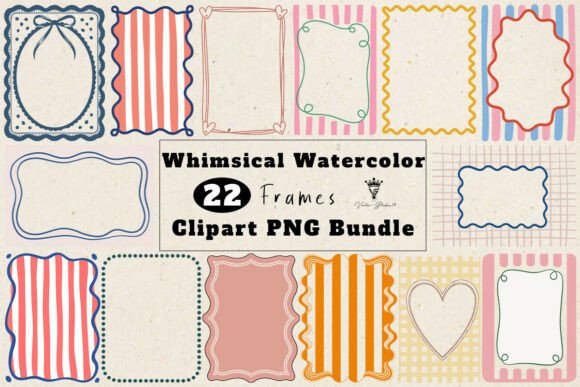 Download Whimsical Watercolor Frame Clipart Set - Color Collection