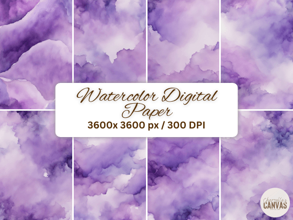 Download Purple Watercolor Digital Paper Set - Premium Resources
