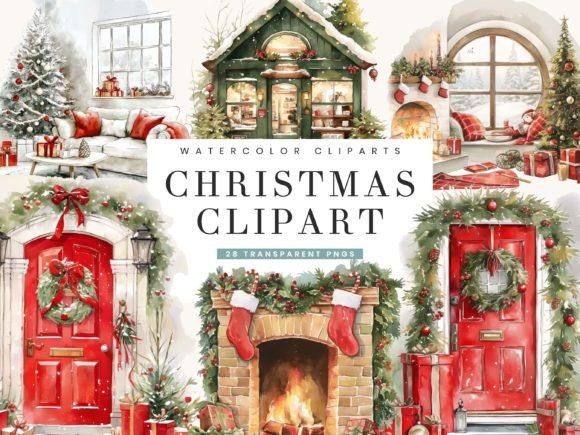 Download Watercolor Christmas Clipart Bundle - Color Collection
