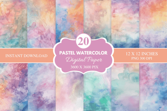 Download Pastel Watercolor Digital Paper Bundle - Watercolor digital paper Collection