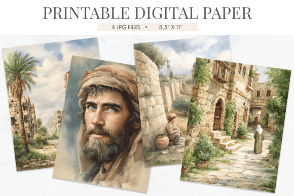 Download Biblical Figure Watercolor Digital Paper - Watercolor digital paper Collection