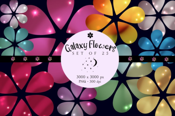 Download Colorful Flowers with Stars Clipart - Color Collection