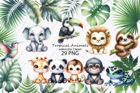 Download Tropical Animals Watercolor Clipart - Color Collection