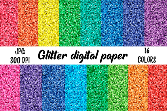 Download Glitter Digital Paper 16 Rainbow Colors - Color Collection